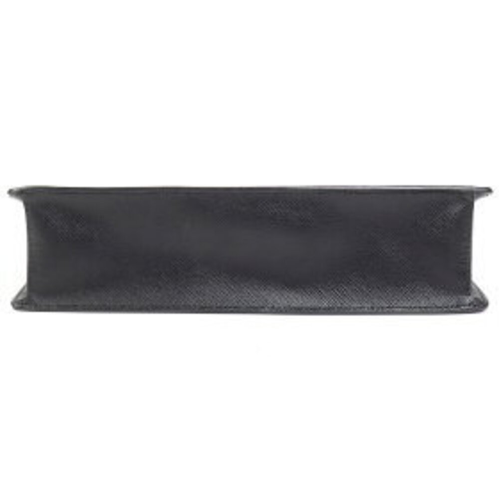Prada Logo Wristlet Pouch Black Metal Bag Saffiano Porter Black Nero Leather - Picture 7 of 7